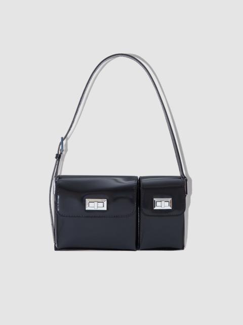 BY FAR Billy Black Semi Patent Leather Shoulder Bag