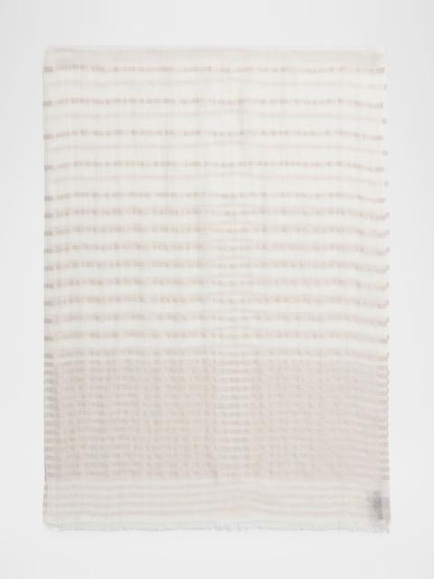 GIORGIO ARMANI Striped Linen-Cotton Jacquard Stole, 80" x 28"