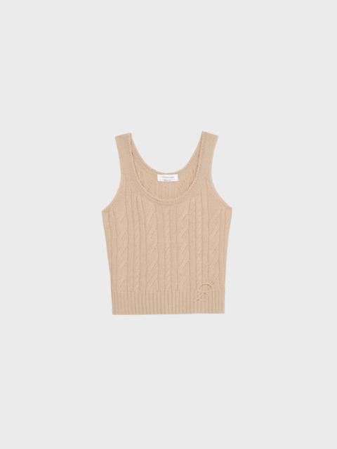 Blumarine TANK TOP IN RIBBED CASHMERE AND WOOL WITH TORCHON DETAILING