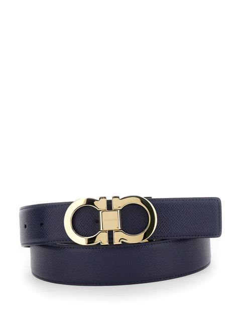FERRAGAMO Ferragamo Men Black Reversible Belt With Gancini Buckle In Leather Man