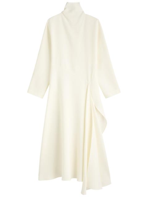 Alaïa Alaïa Draped Asymmetric Silk-blend Midi Dress