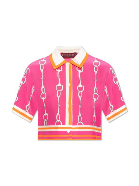 GUCCI Gucci Horsebit Stripe Print Silk Shirt