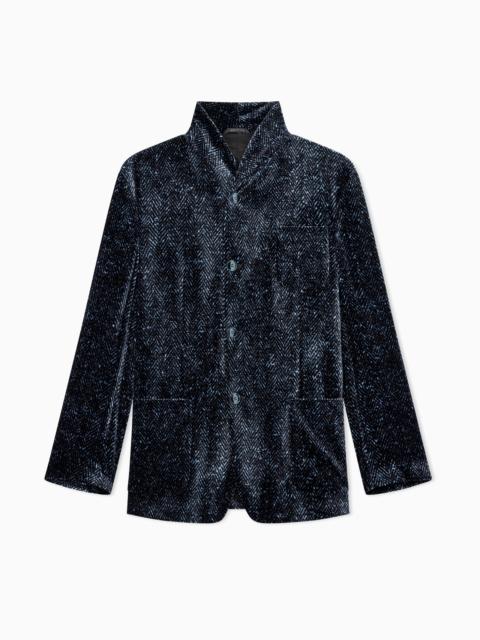 GIORGIO ARMANI SINGLE-BREASTED JACKET IN CHEVRON PRINT VELVET