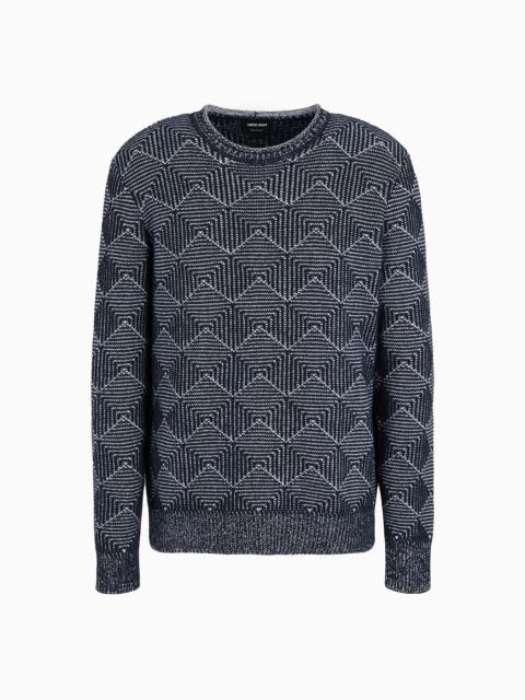 Jacquard cashmere crew-neck jumper