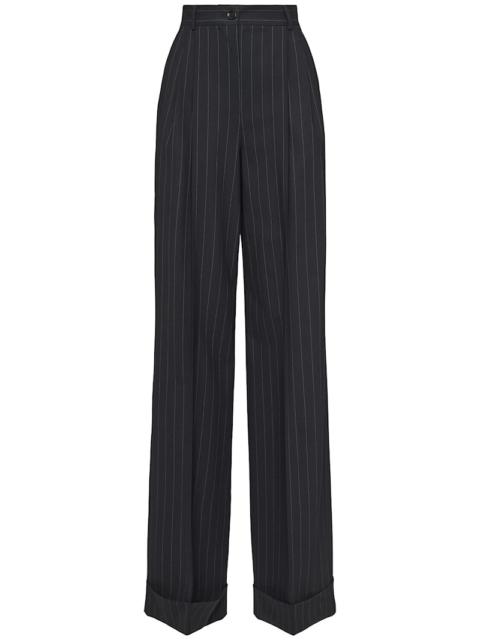 High waist pinstripe flared pants