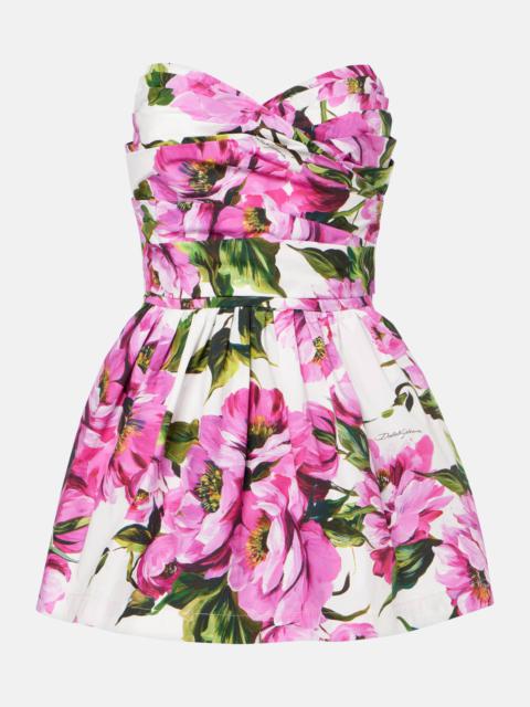 Dolce & Gabbana Floral pleated cotton minidress