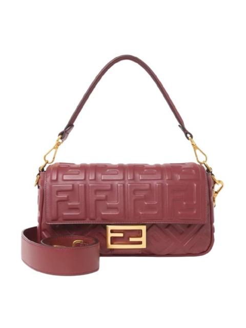 FENDI Fendi Embossed Ff Motif Medium Baguette Shoulder Bag