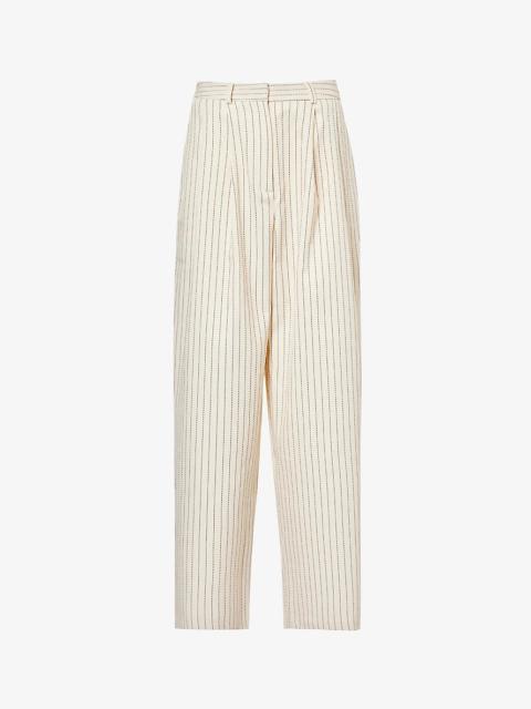 The Frankie Shop Ripley wide-leg high-rise woven-blend trousers
