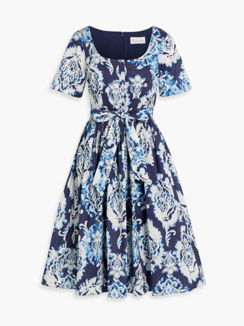 Other Designers Belted printed cotton-poplin midi dress