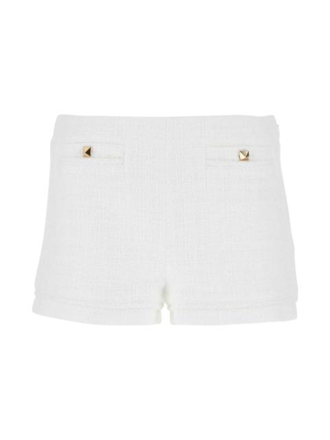 White Cotton Couture Tweed Shorts