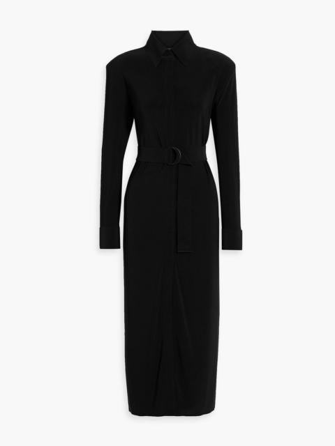 NORMA KAMALI Belted stretch-jersey maxi shirt dress
