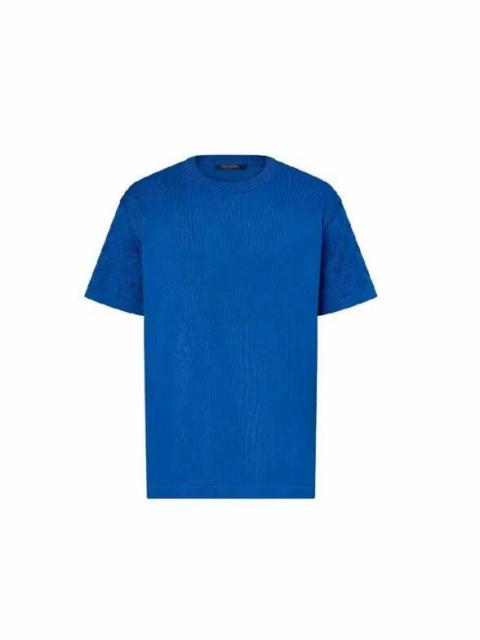 Louis Vuitton Louis Vuitton (LV) Blue Short-Sleeve Knit Top with All-Over Embossed Pattern