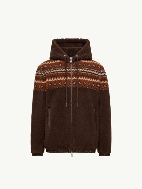 Moncler Geometric Jacquard Wool Blend Hoodie