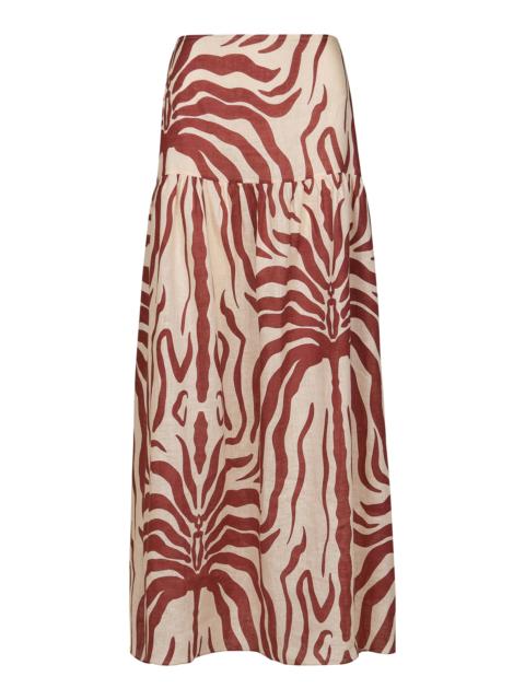 Johanna Ortiz Bohemia Printed Linen Maxi Skirt multi