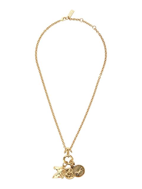 Chloé Women Metallic Necklace With Rear Hook Closure And Three Logo Charms In Brass Woman