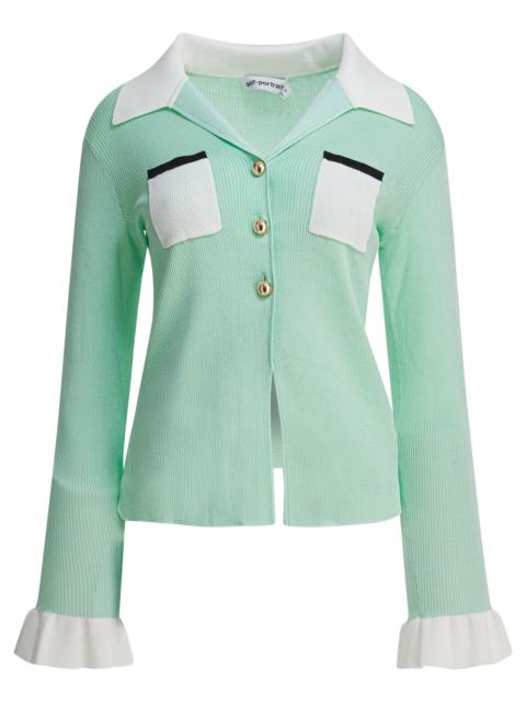 self-portrait Self-portrait Ribbed Viscose Peplum Top