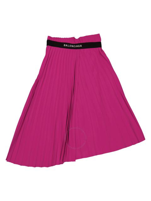 Balenciaga Ladies Pink Asymmetrical Draped Pleated Skirt