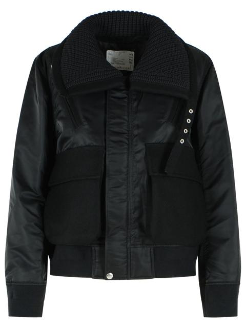 sacai Sacai Melton Jacket Black Nylon Women