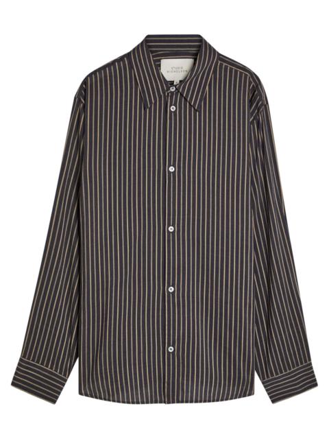 Studio Nicholson Studio Nicholson View Striped Lyocell and Silk-blend Shirt