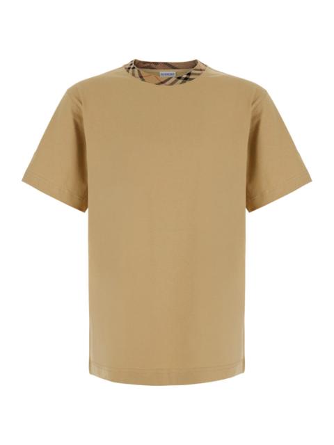 Burberry Burberry Men 'Ryan' Beige T-Shirt With Check Motif Collar In Cotton For Men