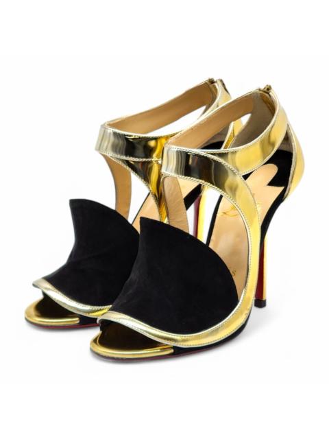 Christian Louboutin Rotonda Leather Sandal Pumps 100 - Gold - EU 34 US 4