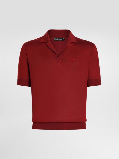 Dolce & Gabbana Silk polo-shirt with logo embroidery