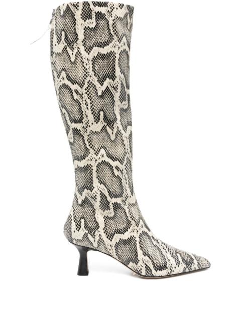 Aeyde 70mm Klea snake-print calf leather boots