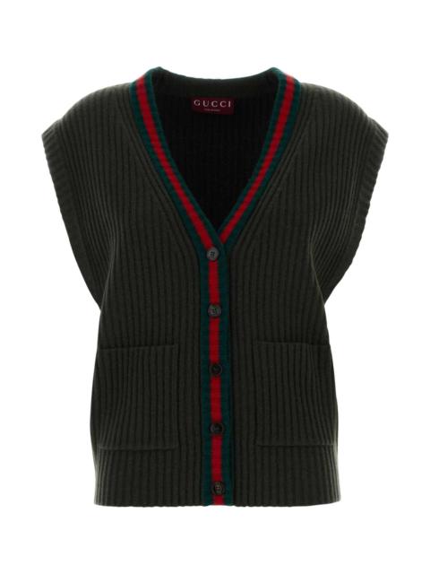 GUCCI Bottle Green Wool Vest