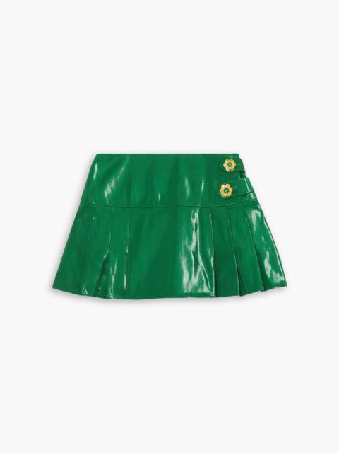 Other Designers Embellished pleated metallic silk mini skirt