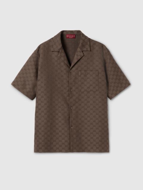GUCCI GG canvas linen blend bowling shirt