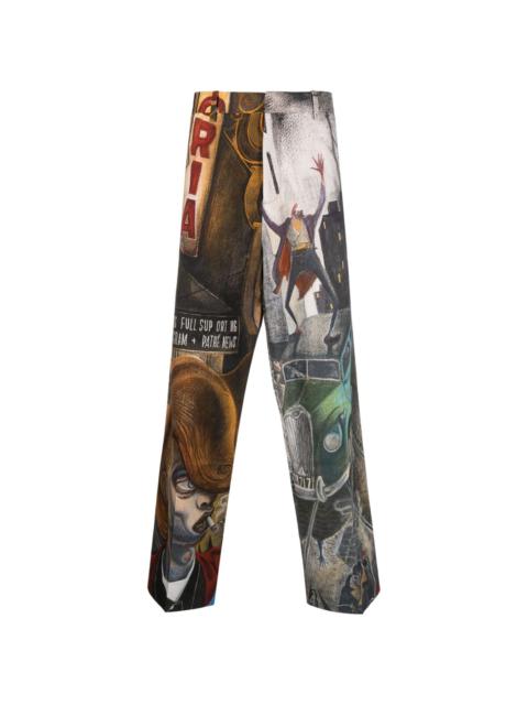 graphic-print wide-fit trousers