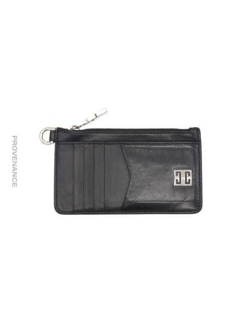 Givenchy Givenchy 4G Logo Zip Card Holder Wallet - Black Leather