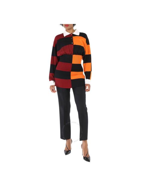 Burberry Burberry Ladies Stripe Polo Size Zip Mini Dress in Bright Orange