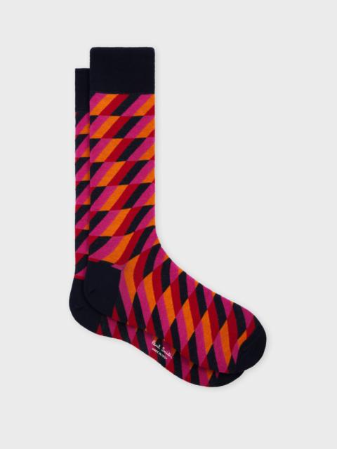 Paul Smith Navy Zig Zag Cotton-Blend Socks