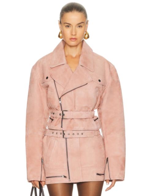 ALEX PERRY Cropped Suede Biker Jacket
