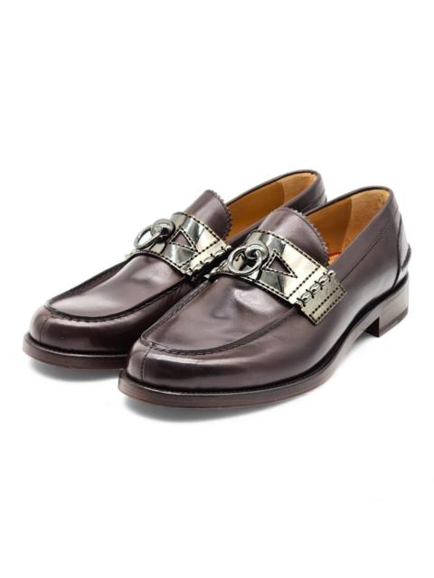 Christian Louboutin Leather Loafers with metal ornament Brown EU 42.5 US 9.5 NWB