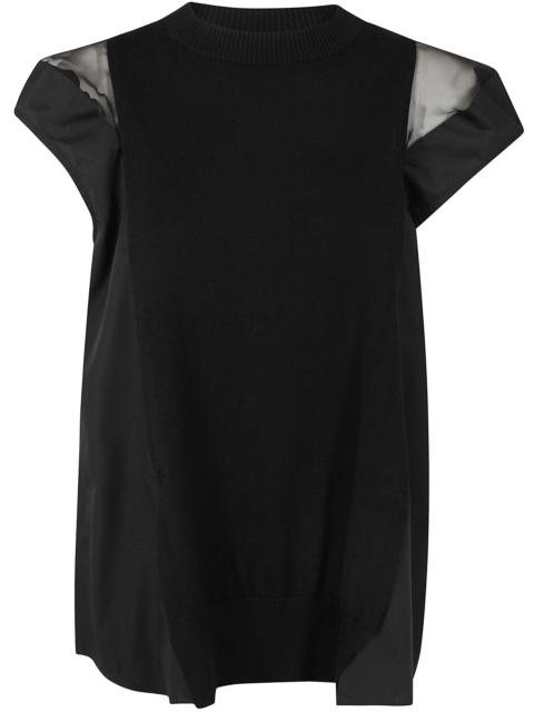 Sacai Women Popeline X Knit Pullover