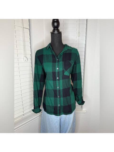 Other Designers Old Navy Green and Black Plaid Button Down Shirt