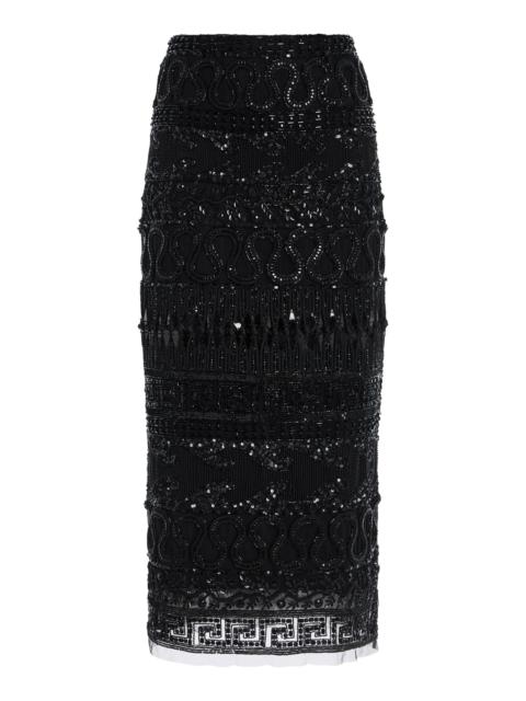 CAROLINA HERRERA Embroidered Tulle  Skirt black