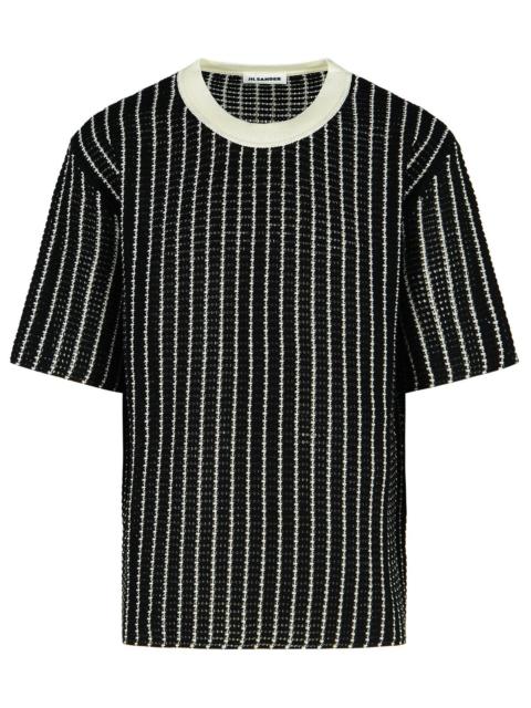Jil Sander Jil Sander Crochet Black Cotton Polo Shirt