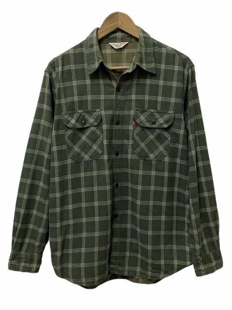 Other Designers Rare🔥Vintage Levi’s Red Tab Green Plaid Flannel Button Up