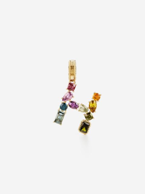 Dolce & Gabbana Charm H Lettering 18-carat yellow gold and multicolored gems