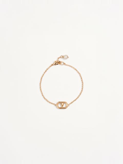 Valentino OVAL BRACELET IN METAL AND SWAROVSKI® PEARL