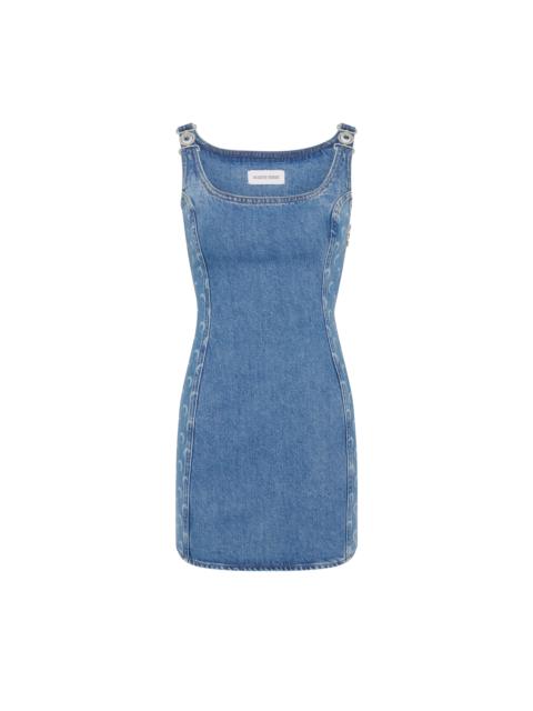 Marine Serre Moon Laser Blue Wash Denim Sleeveless Mini Dress
