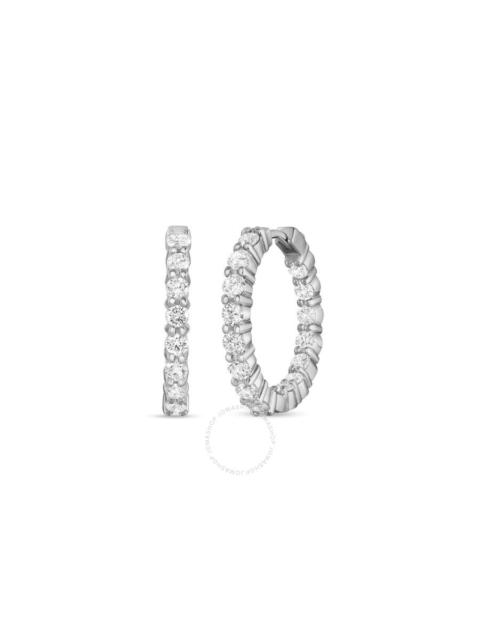 ROBERTO COIN Roberto Coin 18K WHITE GOLD SMALL INSIDE OUTSIDE THE PERFECT DIAMOND HOOP EARRINGS - 000568AWERX0