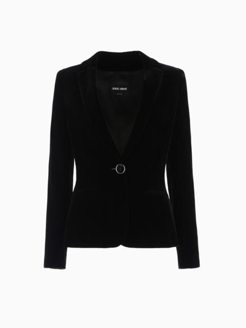 GIORGIO ARMANI Single-breasted velvet jacket with jewel button detail