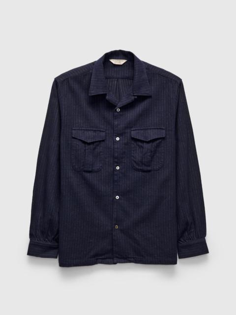 Studio D'Artisan OR-5122 Striped Work Shirt in Navy