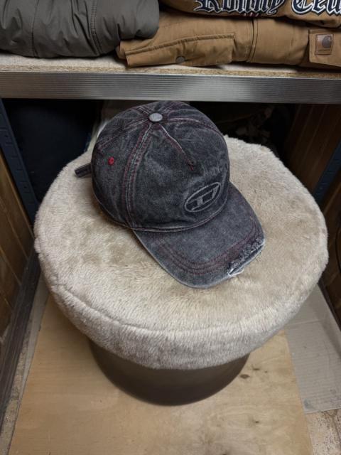 Diesel Crazy Diesel D Logo Distressed Washed Denim Cap Y2K