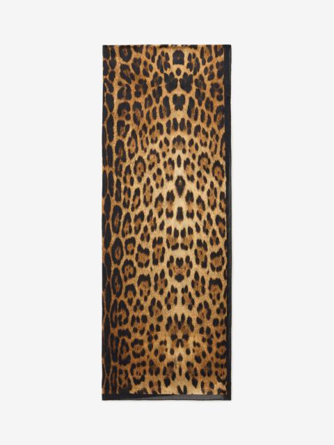 Roberto Cavalli Silk Scarf with Jaguar Skin Print