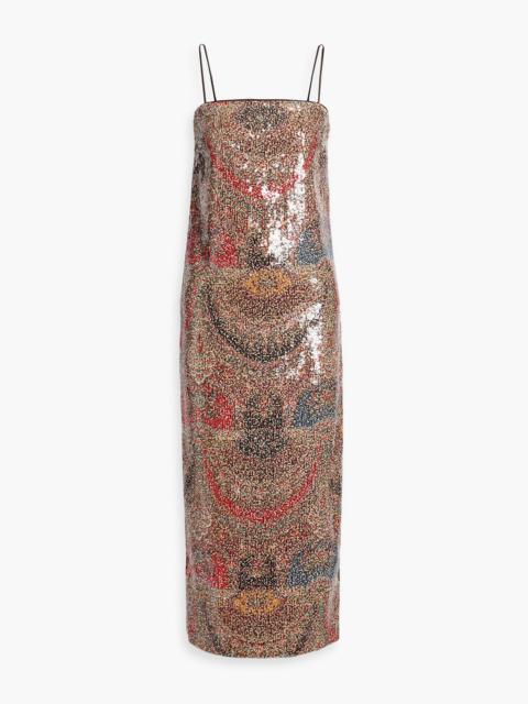 VERONICA BEARD Leda sequined paisley-print chiffon maxi dress